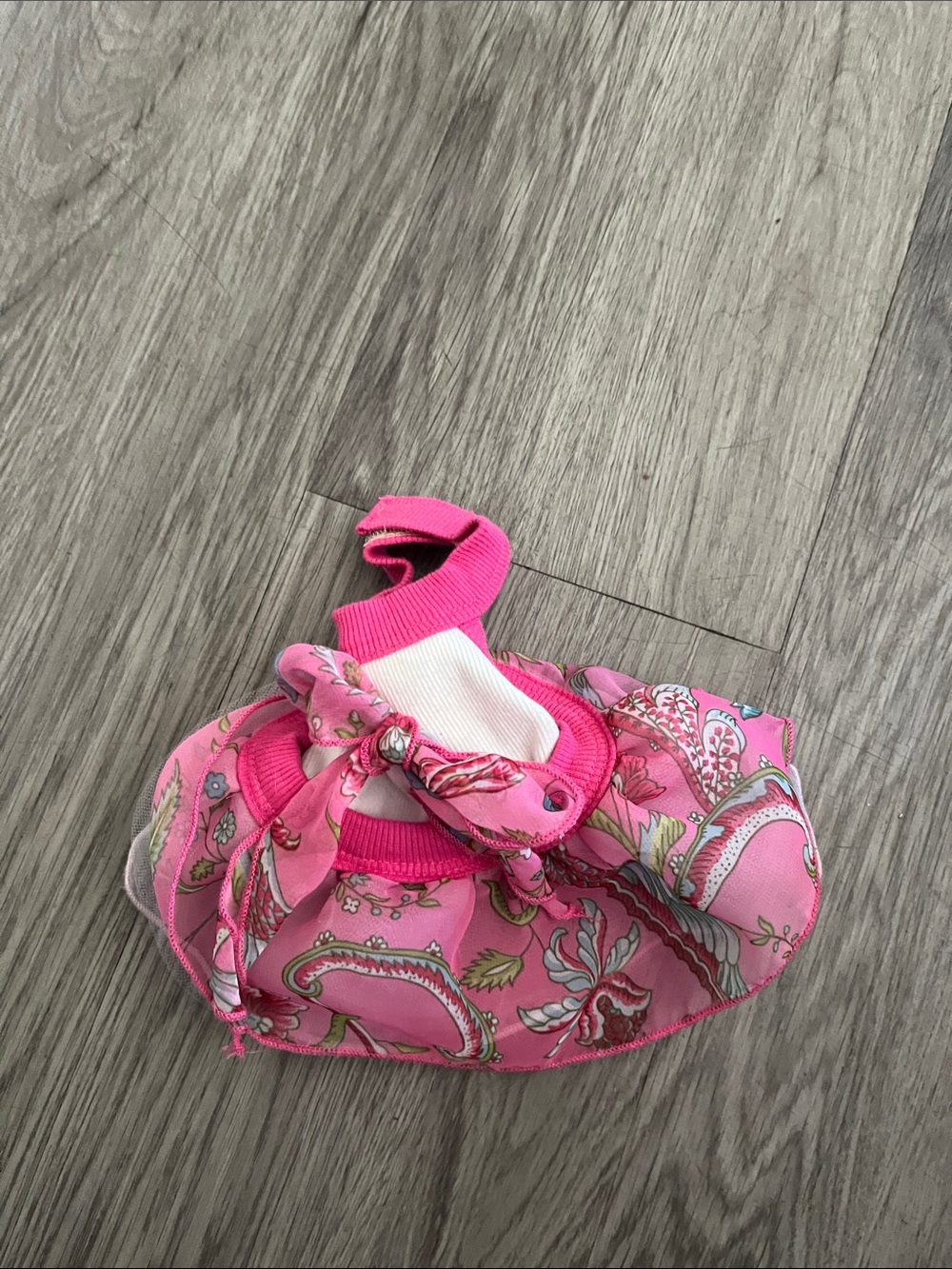 Pink Floral Dog Dress with Bow Accent